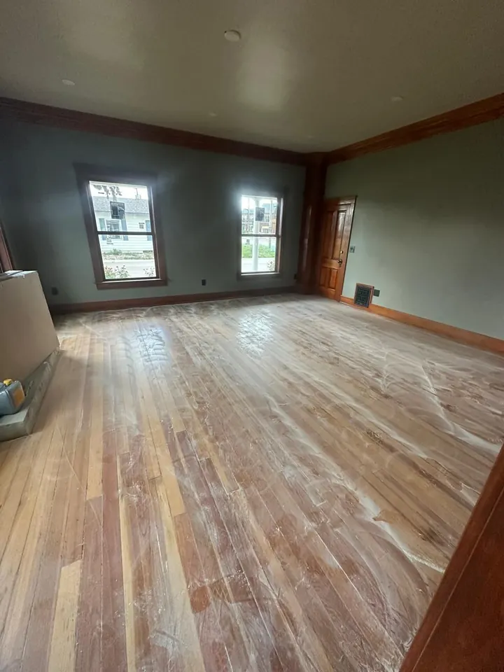 The same hardwood floor before refinishing